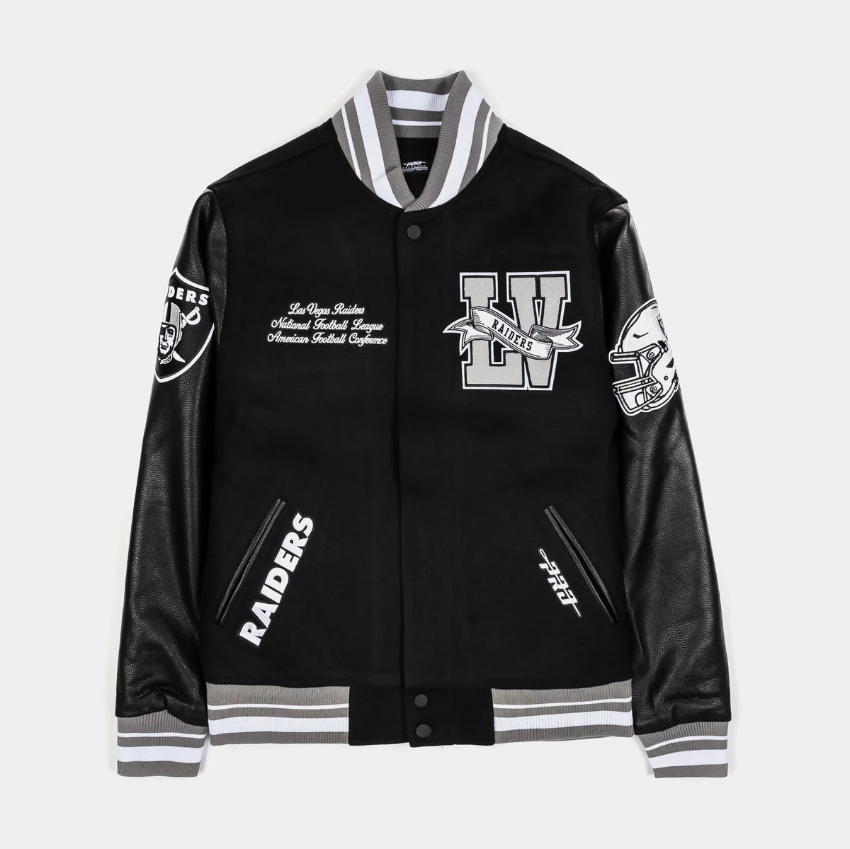 LAS VEGAS RAIDERS VINTAGE .VARSITY JACKET (BLACK/GREY)