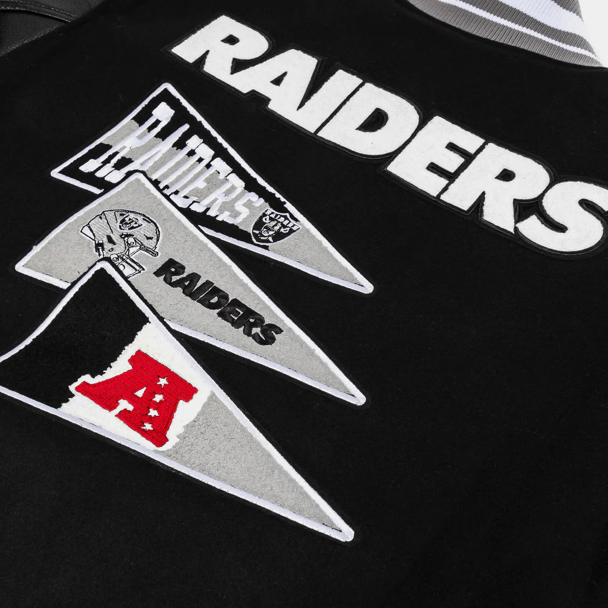LAS VEGAS RAIDERS VINTAGE .VARSITY JACKET (BLACK/GREY)